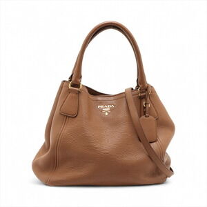Prada Vitello Daino leather convertible satchel brown tan